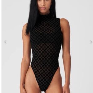 ALO Yoga Black Mesh Bodysuit